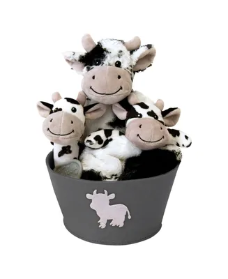 Cow 4-Piece Plush Baby Gift Set Bucket