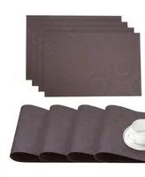 Dainty Home Faux Leather Hyde Park Slip Resistant Suede Backing Embossed 3D Surface Luxury 12" x 18" Place Mats - Set of 4