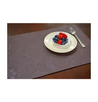 Dainty Home Faux Leather Hyde Park Slip Resistant Suede Backing Embossed 3D Surface Luxury 12" x 18" Place Mats - Set of 4