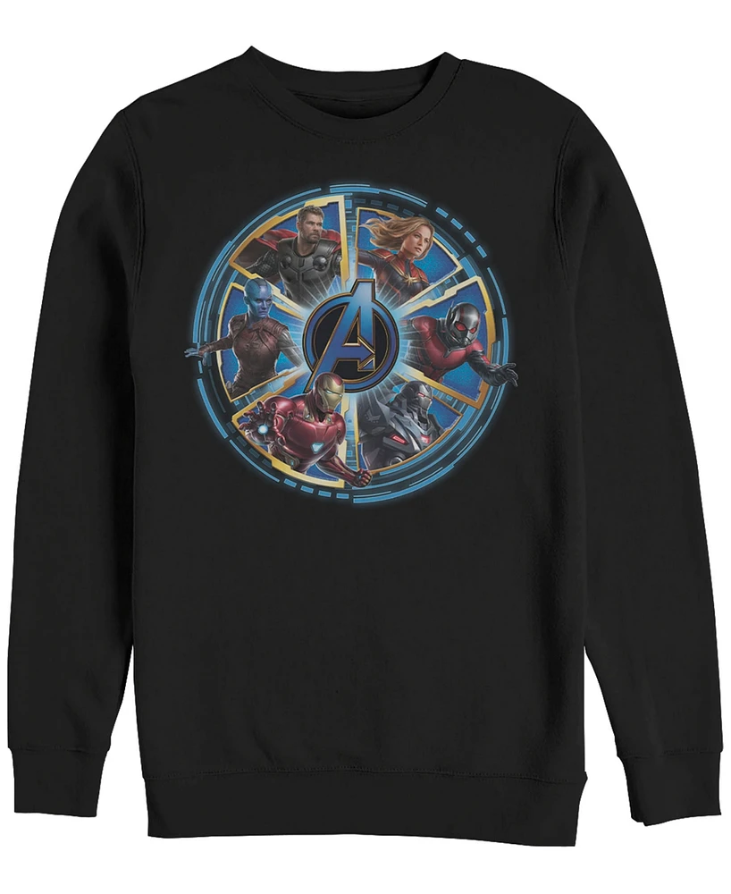 Marvel Men's Avengers Endgame Wheel of Heros, Crewneck Fleece