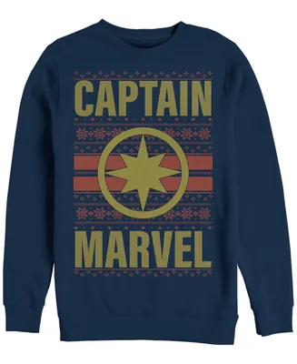 Marvel Men's Captain Chest Logo Ugly Sweater, Crewneck Fleece
