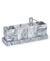 Bey-Berk Vanity 5 Piece Marble Cloud Set with 2 Tumblers, 1 Canister with Lid, 1 Dispenser and 1 Tray