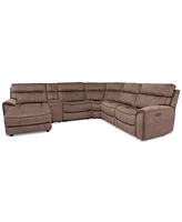 Closeout! Hutchenson 6-Pc. Fabric Chaise Sectional with 2 Power Recliners and Console