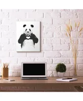 Stupell Industries Black and White Panda Bear Making A Heart Ink Illustration Wall Plaque Art