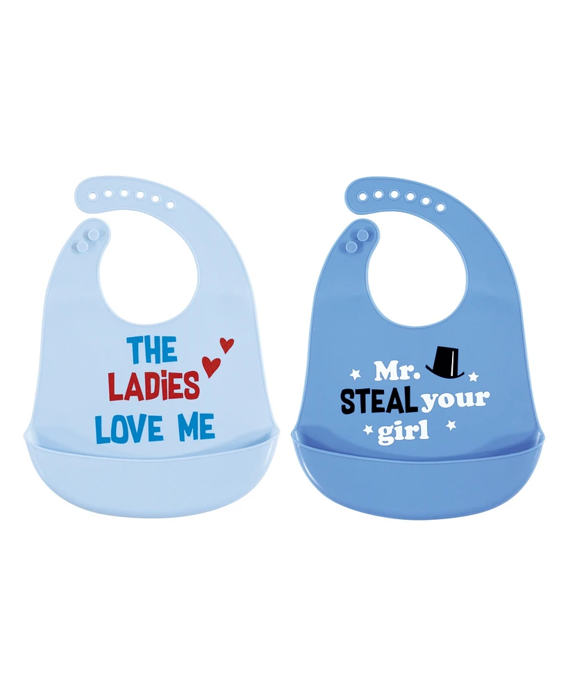 Hudson Baby Water-resistant wipe clean silicone bibs