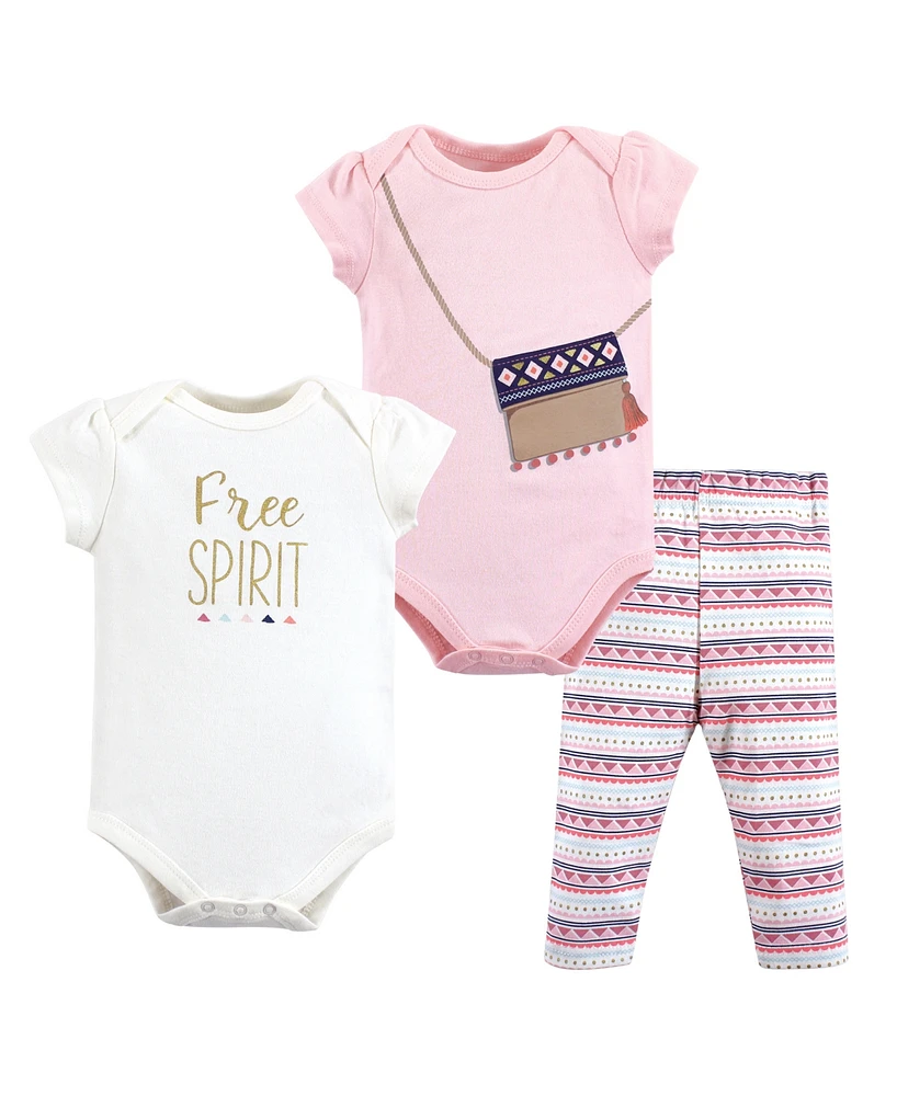 Little Treasure Baby Girls Cotton Bodysuit and Pant Set