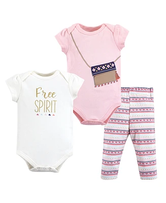 Little Treasure Baby Girls Cotton Bodysuit and Pant Set