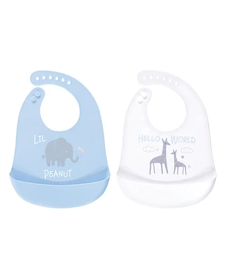 Luvable Friends Baby Silicone Bibs 2pk, Little Peanut, One Size