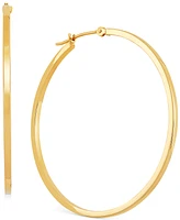 Medium Flat-Edge Hoop Earrings 10k Gold (Also Rose and White Gold), 1-1/2"