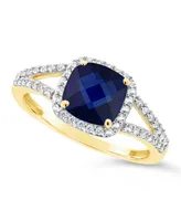 Lab-Grown Sapphire (2 ct. t.w.) and White (1/4 Ring 10k Yellow Gold