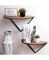 Glitzhome Farmhouse Metal and Wooden Wall Shelves, Set of 2