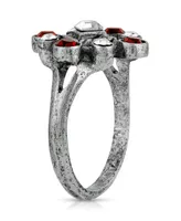 Pewter Crystal Diamond Shaped Ring