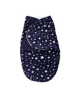 Hudson Baby Baby Boys Hudson Plush Swaddle Wrap, Navy Star, 0-3 Months