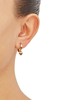 Dangle Heart Huggie Hoop Earrings in 10k Gold