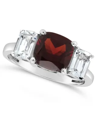 Garnet (2-3/4 ct. t.w.) and White Topaz (1-3/8 t.w) Ring Sterling Silver