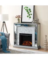 Southern Enterprises Audrey Faux Stone Mirrored Electric Fireplace