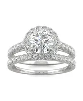 Moissanite Halo Bridal Set 1-3/4 ct. t.w. Diamond Equivalent 14k White Gold