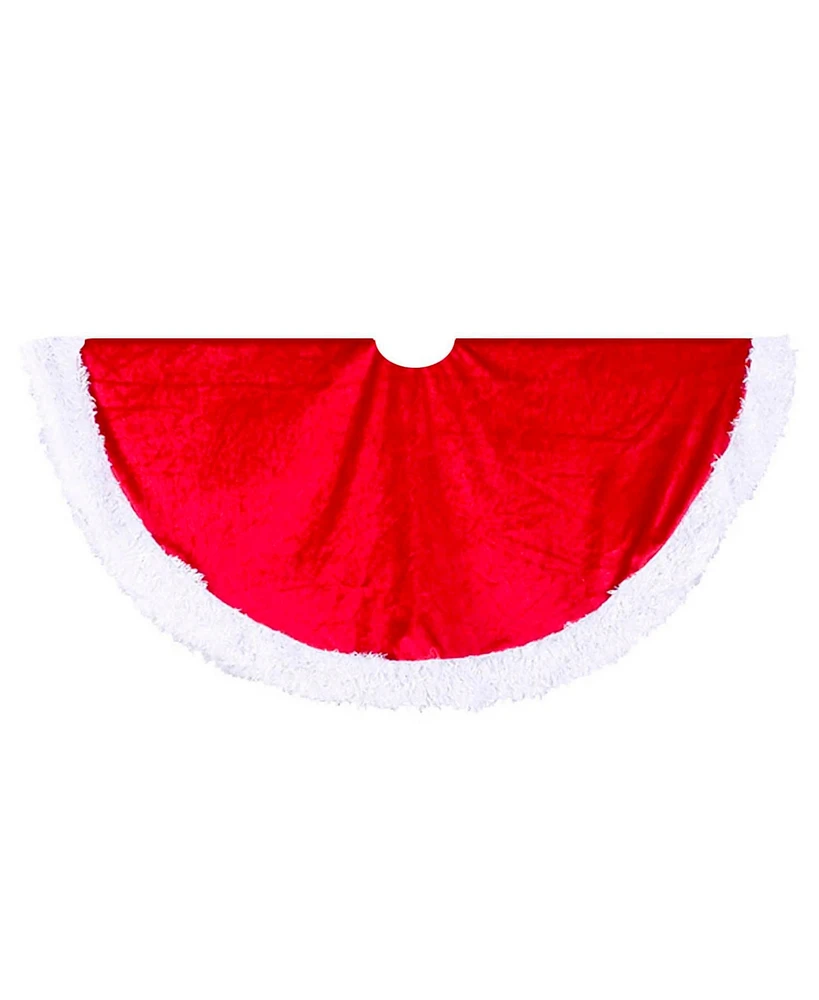 Kurt Adler 44.5-Inch Red Velvet Tree skirt with White Trim