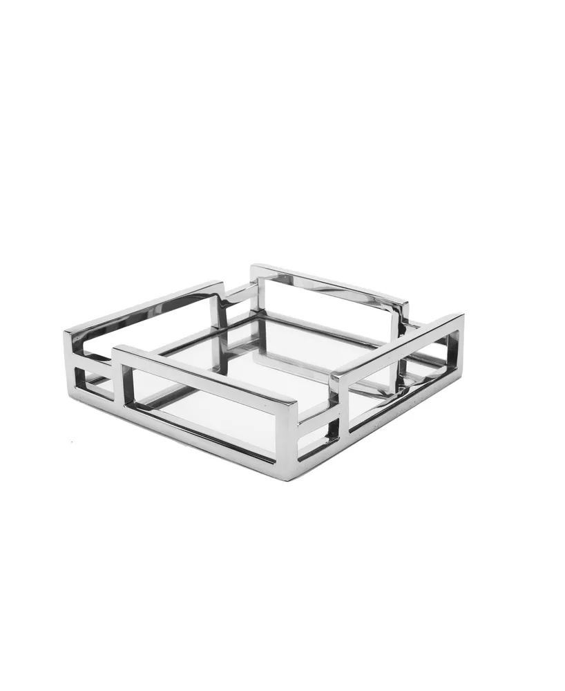 Classic Touch Square Mirror Napkin Holder with Layered Loop Design