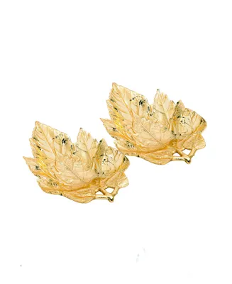 Classic Touch Leaf Candy Dishes, Set of 2 - Gold