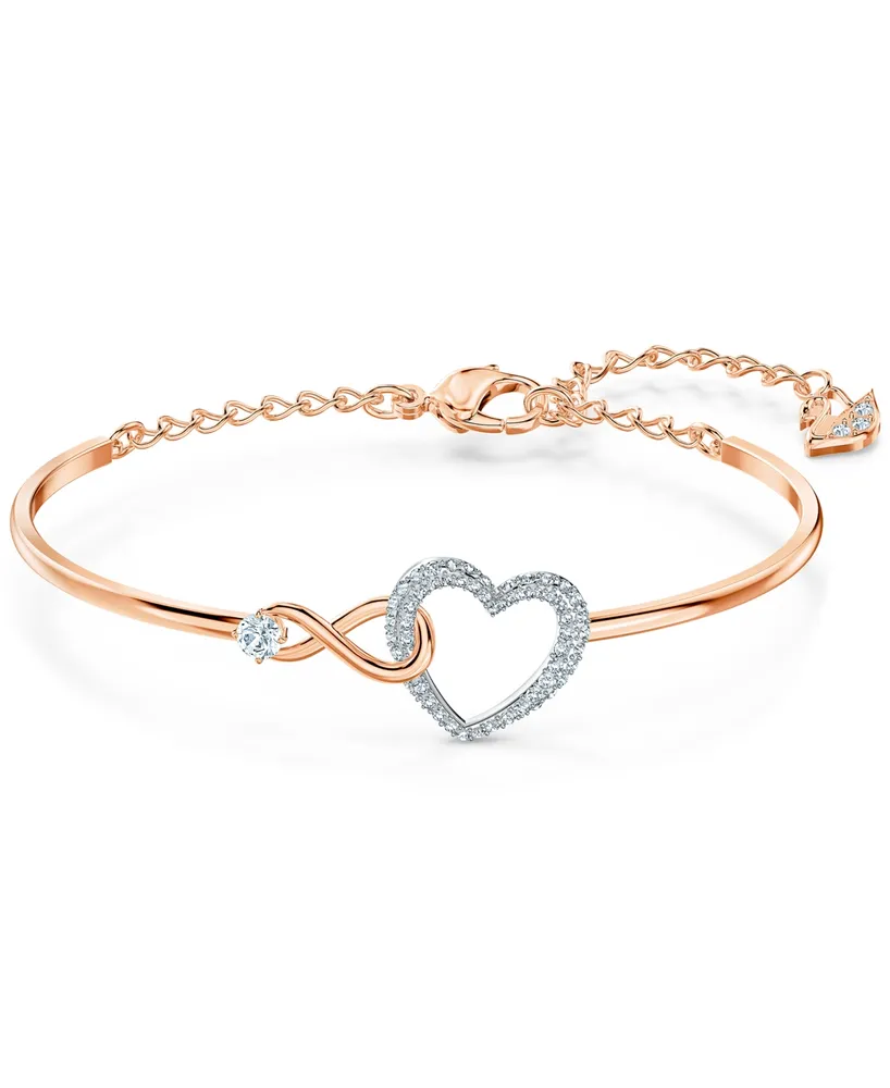 Swarovski Two-Tone Crystal Heart & Infinity Symbol Bangle Bracelet