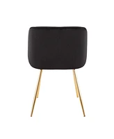 Lumisource Fran Chair Gold Metal and Velvet Set of 2