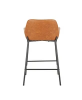 Daniella Industrial Counter Stool Black Metal and Espresso Faux Leather by Lumisource - Set Of 2