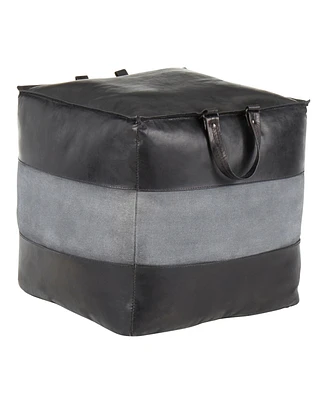 Cobbler Industrial Pouf Leather and Canvas by Lumisource