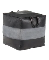 Cobbler Industrial Pouf Leather and Canvas by Lumisource