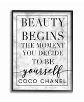 Stupell Industries Beauty Begins Once You Decide to Be Yourself White Marble Typography Framed Texturized Art