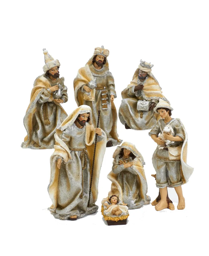 Kurt Adler 3-11.25-Inch Resin Nativity Table Piece Set, 7 Pieces