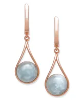 Milky Aquamarine 11x5.3mm Drop Earrings in Rose Gold over Silver