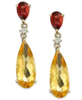 14k Gold Earrings, Citrine (5 ct. t.w.), Garnet (1 ct t.w.) and Diamond Accent Pear Drop Earrings