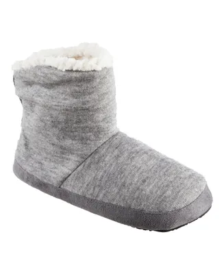 Isotoner Signature Women's Microsuede and Heathered Knit Marisol Boot Slipper, Online Only