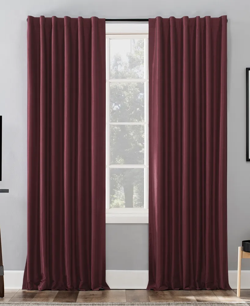Evelina Faux Dupioni Silk Thermal Extreme 100% Blackout Back Tab Curtain Panel