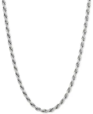 Rope Link Chain Necklace 18 22 In Sterling Silver Or 18k Gold Plated Sterling Silver 3 1 5mm