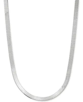 Herringbone Link 18" Chain Necklace in Sterling Silver