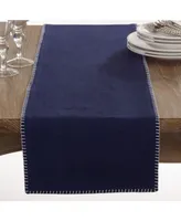 Saro Lifestyle Celena Collection Whip Stitched Design Cotton Table Runner