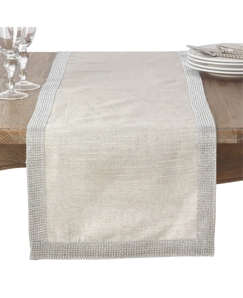 Saro Lifestyle Jeweled Trim Studded Design Table Runner