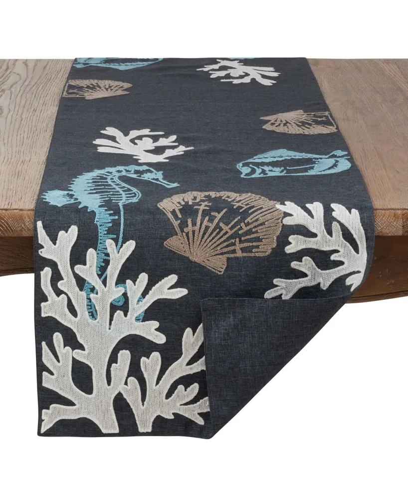 Saro Lifestyle Sea Life Print Table Runner