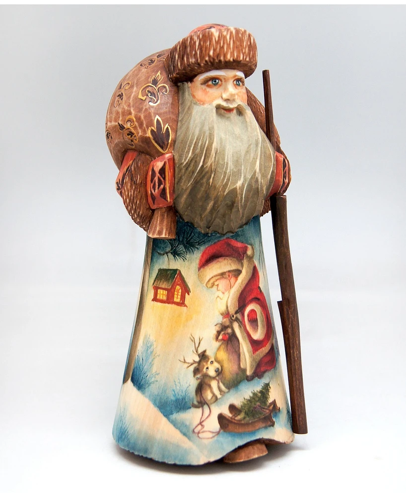 G.DeBrekht Woodcarved and Hand Painted Christmas Fun Santa Figurine