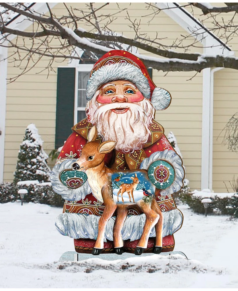 Designocracy Dearest Friends Large Free Standing Wooden Santa Garden Decor