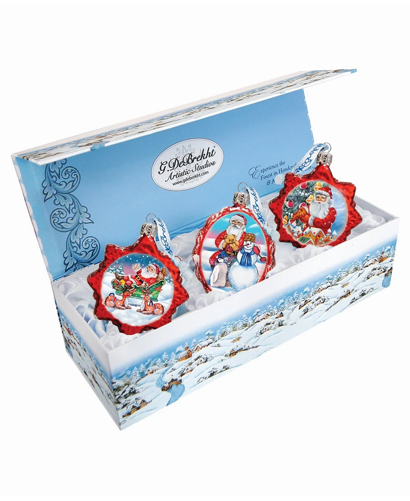 G.DeBrekht Christmas Gifts Set of 3 Glass Ornaments