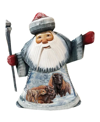 G.DeBrekht Woodcarved and Hand Painted Santa Buffalo Father Frost Santa Figurine