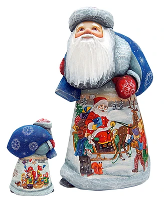 G.DeBrekht Woodcarved and Hand Painted Christmas Story Santa and Hand Painted