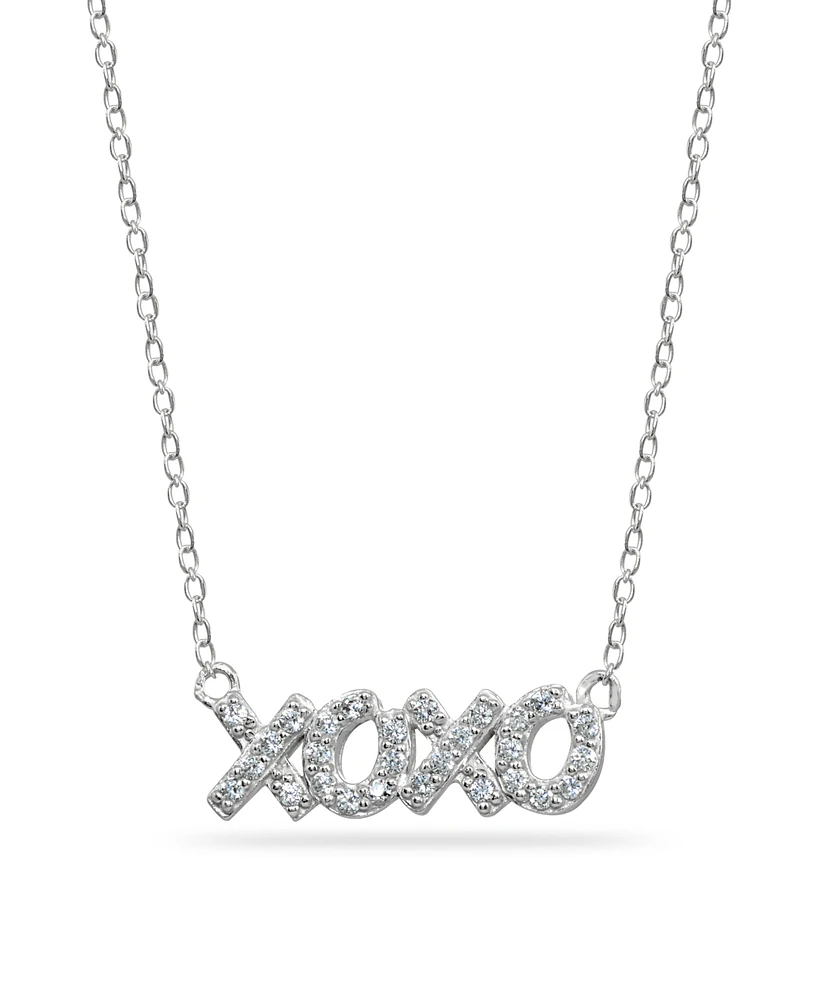 Cubic Zirconia "Xoxo" Nameplate Necklace in Sterling Silver