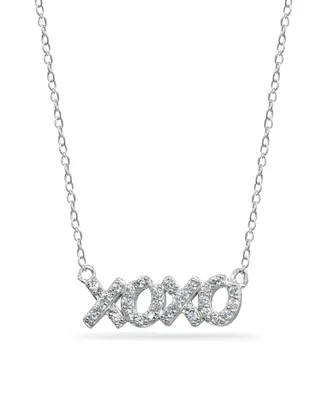 Cubic Zirconia "Xoxo" Nameplate Necklace in Sterling Silver