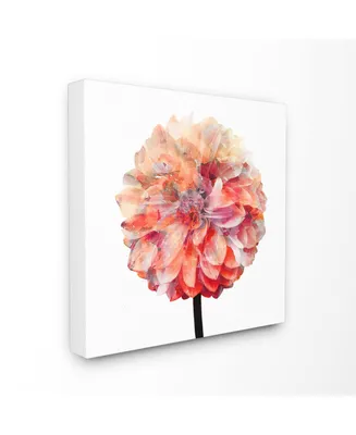 Stupell Industries Bright Coral Watercolor Bloom Dahlia Flower Canvas Wall Art, 30" L x 30" H