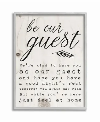 Stupell Industries Be Our Guest Poem Cursive Gray Framed Texturized Art