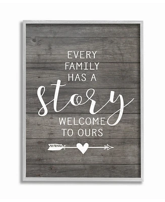 Stupell Industries Every Family Has A Story Gray Framed Texturized Art, 16" L x 20" H